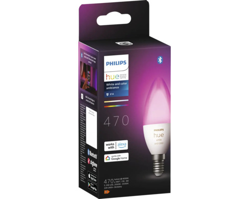 Philips Hue White and Color Ambiance Lampe E14 in Produktverpackung