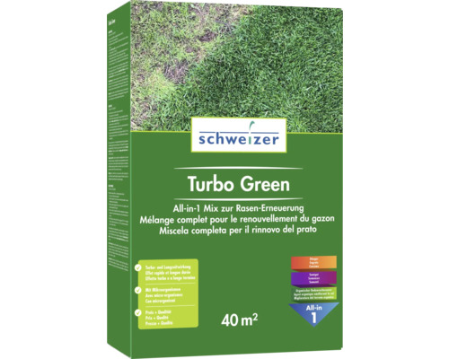 Eric Schweizer Rasen Regeneration Turbo Green All-in 1 Mix für ca. 40 m² Packung Turbo Green Rasen-Erneuerung für 40 Quadratmeter