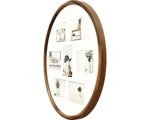 Cadre photo rond en bois pour sept photos