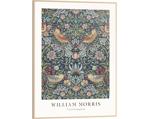 Gerahmtes Bild Strawberry Thief 30x40cm William Morris Kunstdruck mit Vogel- und Blumenmuster im Rahmen