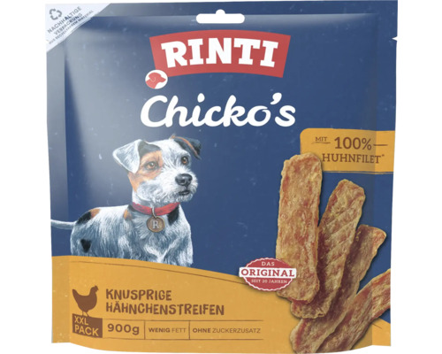 Hundesnack RINTI Chicko Huhn XXL 900 g Rinti Chickos knusprige Hähnchenstreifen 900 Gramm Hundesnack