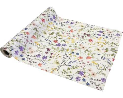 Tischdecke mit Blumenmuster auf einer Rolle