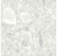 Detailaufnahme einer Bodenfliese mit Steindekor