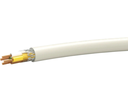 Datenleitung LiYCY 4x0,34 mm² grau 50 m Querschnitt eines Elektrokabels mit Kupferleitern und Isolierung