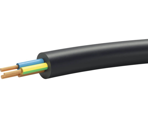GDV Kabel 3x1,5 mm2 LNPE schwarz Eca (Meterware) Elektrokabel mit drei Adern und schwarzer Ummantelung