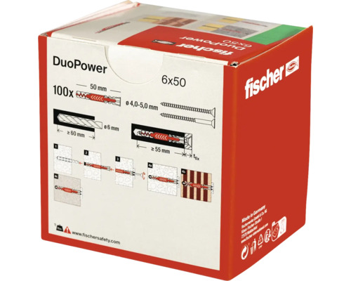 Emballage chevilles Fischer DuoPower 6 x 50