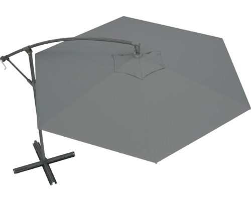 Parasol excentré gris avec pied pour le jardin