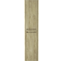 Armoire haute avec deux façades en bois et poignées profilées