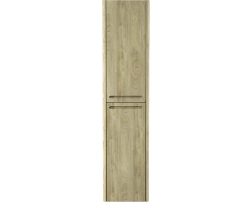Armoire haute avec deux façades en bois et poignées profilées