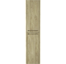 Armoire haute de salle de bains couleur bois avec deux tiroirs