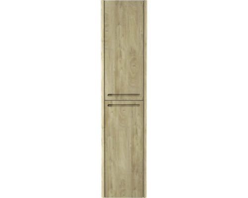 Armoire haute de salle de bains couleur bois avec deux tiroirs