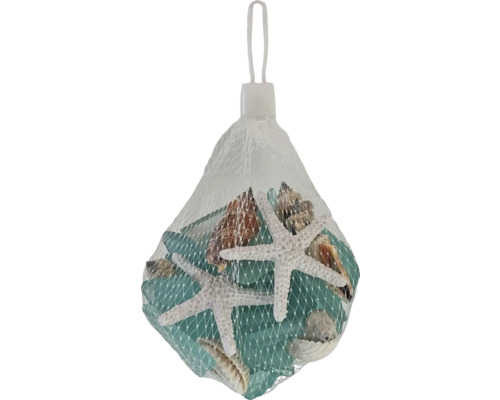 Dekoratives Netz mit Seesternen und Muscheln zur maritimen Dekoration