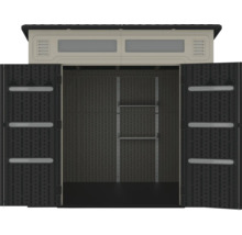 Abri de jardin ouvert avec étagères