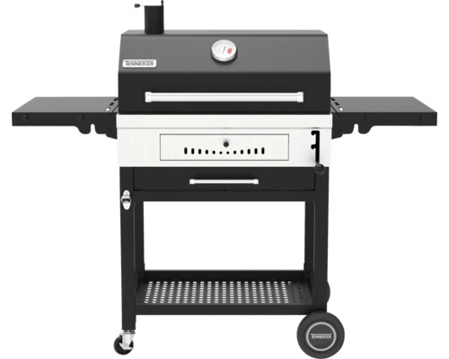 Barbecue au charbon de bois avec thermomètre et tablettes latérales