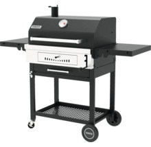 Barbecue au charbon de bois avec surfaces de rangement et chariot