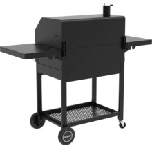 Barbecue à charbon de bois noir avec étagères et roues