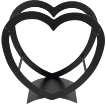 Range-bûches en métal en forme de cœur