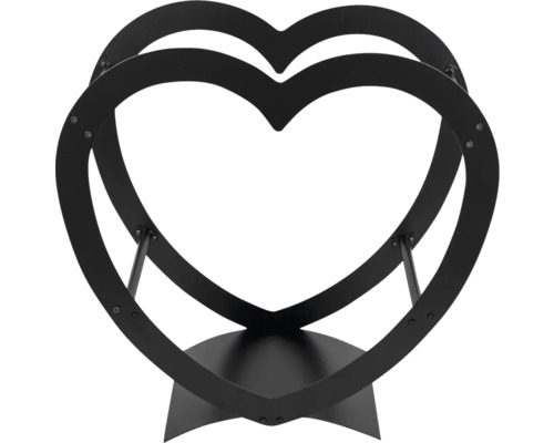 Range-bûches en métal en forme de cœur