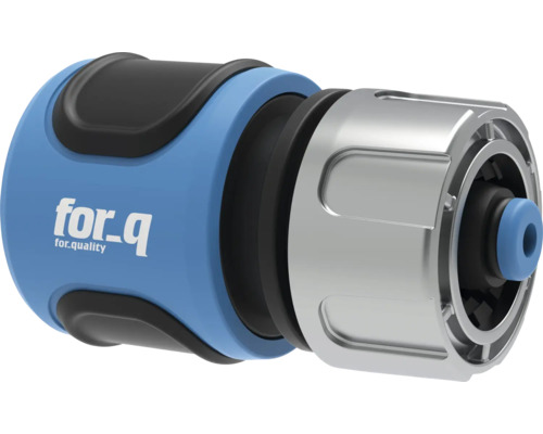 Schlauchverbinder for_q Premium 1/2" mit Wasserstopp for_q Logo Kupplungsstück für Gartenschlauch
