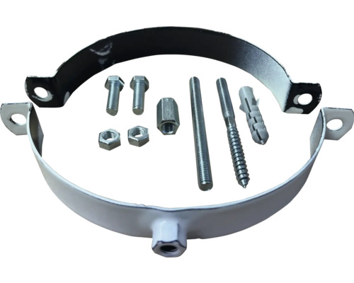 Rohrschelle mit Schrauben, Muttern, Gewindestange und Dübel
