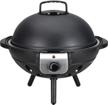 Barbecue électrique noire avec couvercle et contrôle de la température.