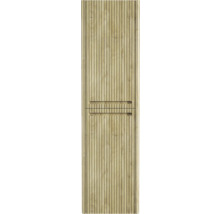 Porte en bois avec rainures verticales et poignée creuse