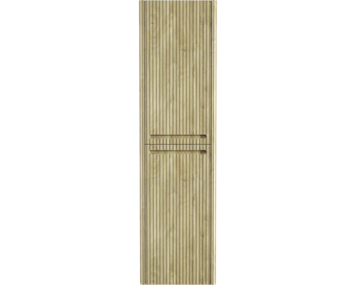 Porte en bois avec rainures verticales et poignée creuse