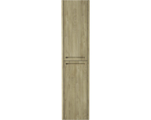 Armoire de salle de bains en bois avec rainures verticales