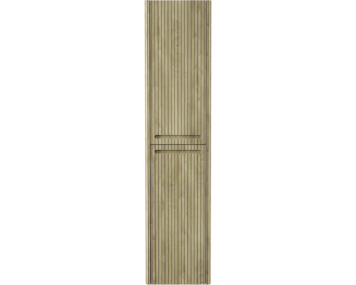 Meuble de salle de bain structuré en bois avec rainures verticales