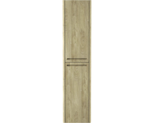 Meuble de salle de bains couleur bois avec deux tiroirs