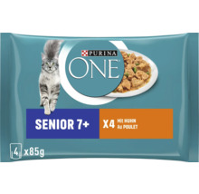 Purina One Senior 7 Plus Nourriture pour chat au poulet, pack de 4