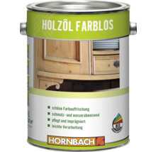Huile pour bois incolore en bidon avec le logo Hornbach
