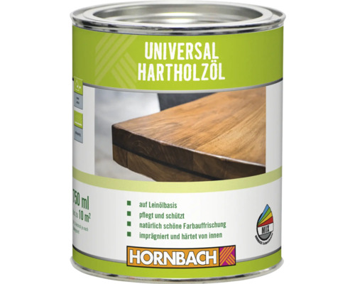 Universelles Hartholzöl von Hornbach in einer Dose