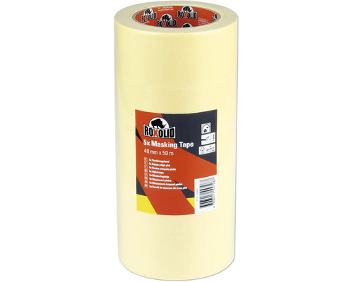 ROXOLID Profipack Feinkrepp 48 mm x 50 m 5 Stück Roxolid Malerkreppband 5er-Pack, 48 mm x 50 m