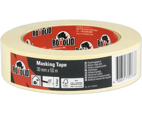 ROXOLID Masking Tape Flachkreppband beige 30 mm x 50 m Roxolid Malerkreppband, 30 mm x 50 m