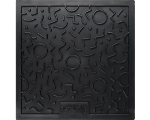 Tapis carré avec motifs géométriques et logo District 70