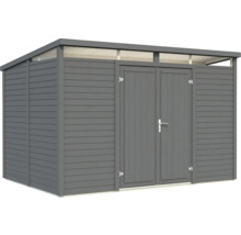 Abri de jardin avec double porte et bardage horizontal