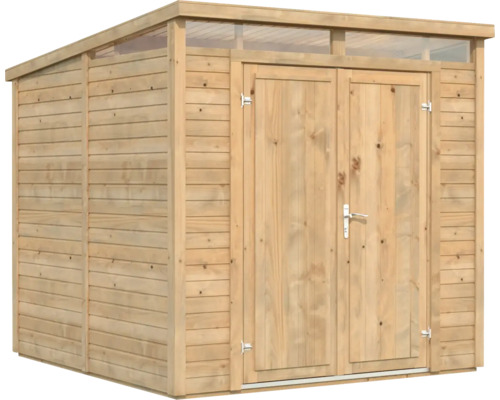 Abri de jardin en bois avec double porte et lanterneau
