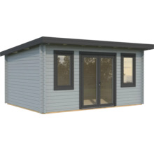 Abri de jardin en bois avec porte double et fenêtres