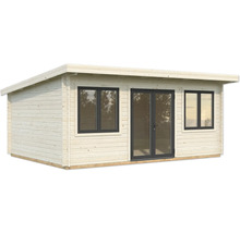 Maison de jardin en bois avec fenêtres et porte double