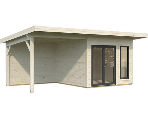 Abri de jardin en bois avec véranda et fenêtres