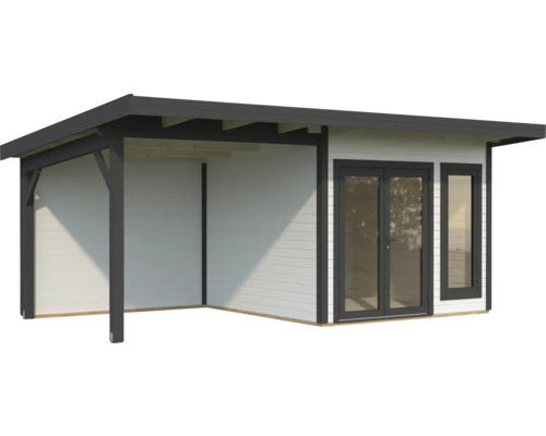 Abri de jardin avec véranda couverte et double porte