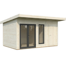 Abri de jardin en bois avec double porte et porte simple