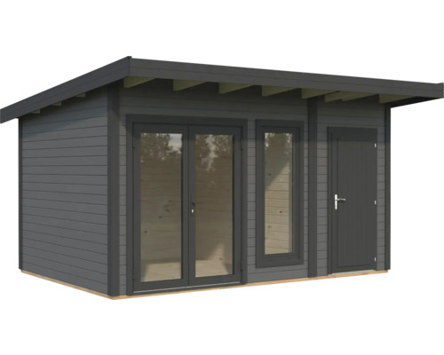 Abri de jardin en bois avec double porte et porte simple