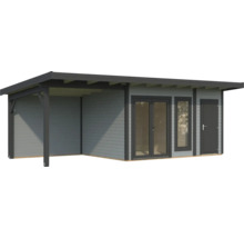 Maison de jardin en bois avec porte double et entrée latérale