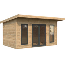 Abri de jardin en bois avec fenêtres et double porte