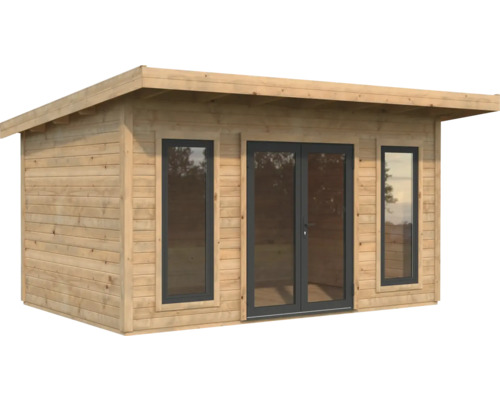 Abri de jardin en bois avec fenêtres et double porte