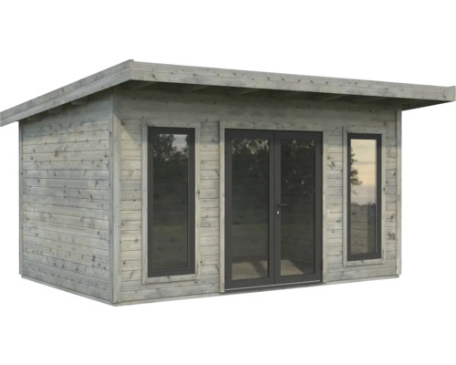 Abri de jardin en bois avec fenêtres et double porte