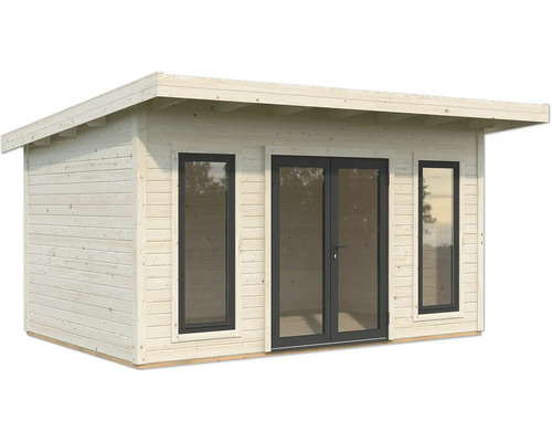 Maison de jardin en bois avec fenêtres et porte double