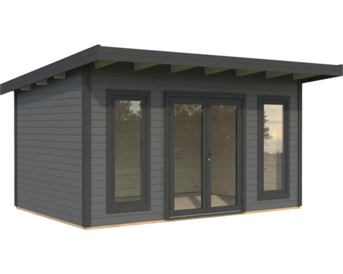 Maison de jardin en bois avec fenêtres et porte double